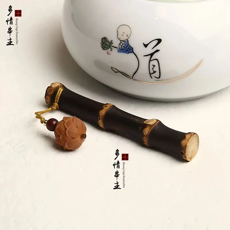 Purple Bamboo Hand Piece Monkey Head Walnut Lotus Palm Plaything Stress Relief Massage Collectible Craft Gift for Men and Women