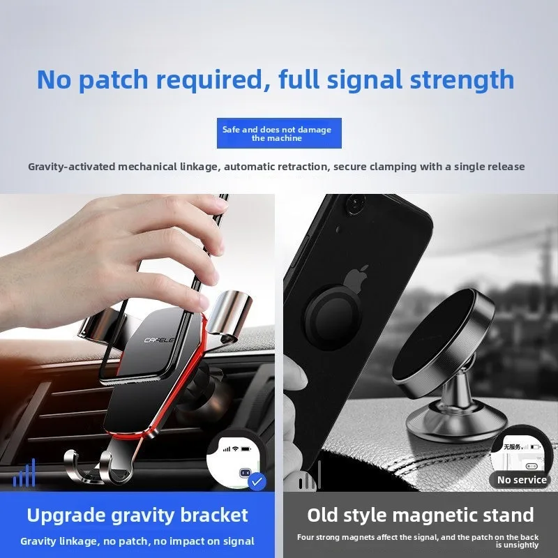 Gravity Sensor Car Phone Mount, Dual Installation Holder for Air Vent & Dashboard