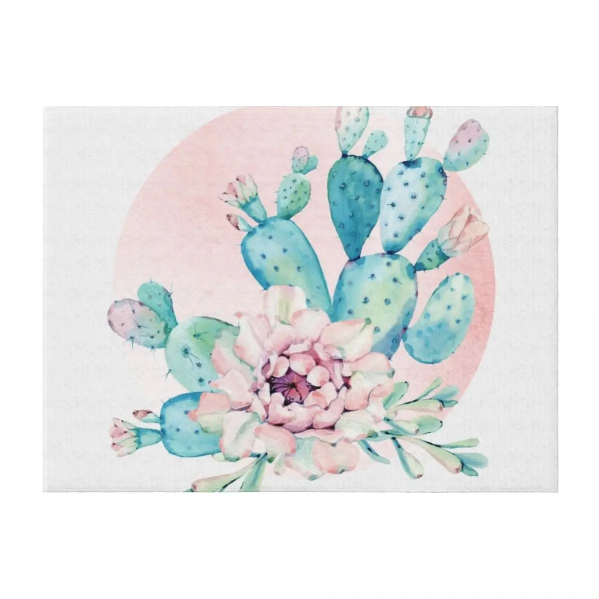 

Pretty Cactus Mint Green Pink and Rosegold Desert Cacti Wall Art Throw Blanket Weighted Personalized Gift Bed Picnic Blankets