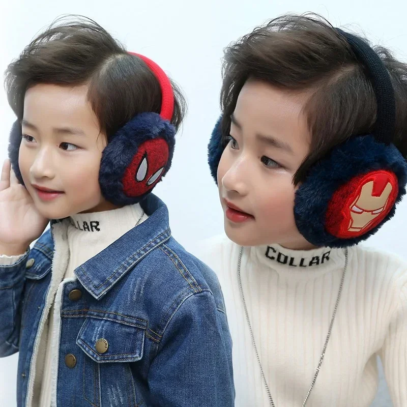 Marvel Spiderman children's cartoon earmuffs winter accessories for girls and boys outdoor cold and warm ear protection gift