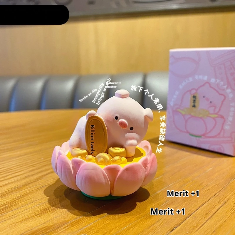 الإجهاد الإغاثة الراتنج خنزير تمثال الإبداعية سطح المكتب المنزلي الديكور لعبة حصالة على شكل حيوان زخرفة صغيرة نمط يشبه بوذا