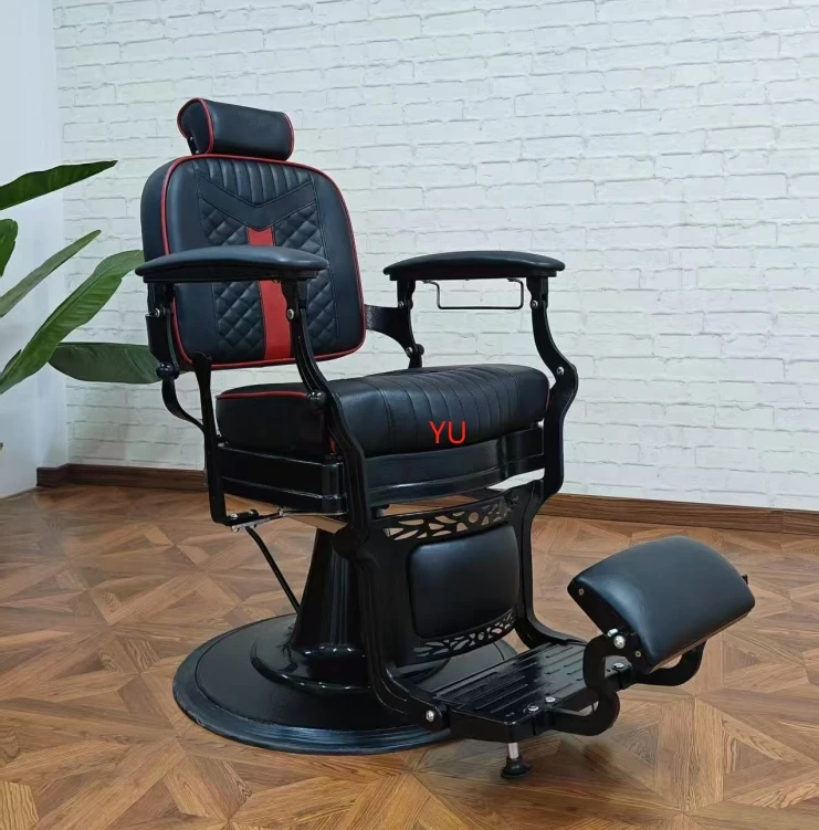 Modern Beauty Salon Barber Shop Furniture Black Leather Hairdressing Styling Incline Chair Hydraulic Recliner Hair Barber Chair