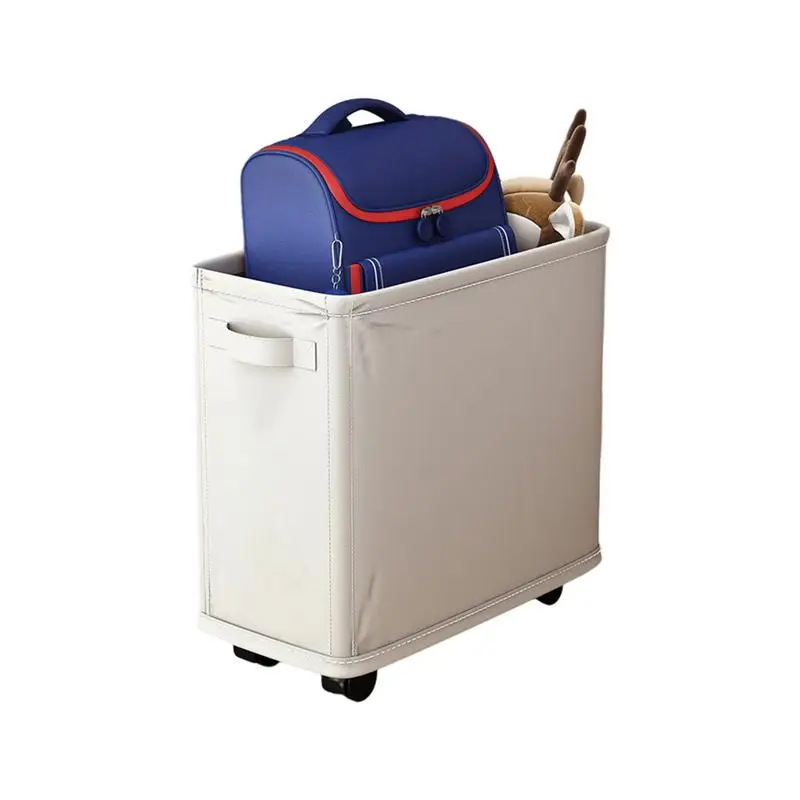 Rolling Laundry Basket Thin Laundry Basket with Stand Bathroom Laundry Organizer Household Narrow Dirty Clothes on Wheels