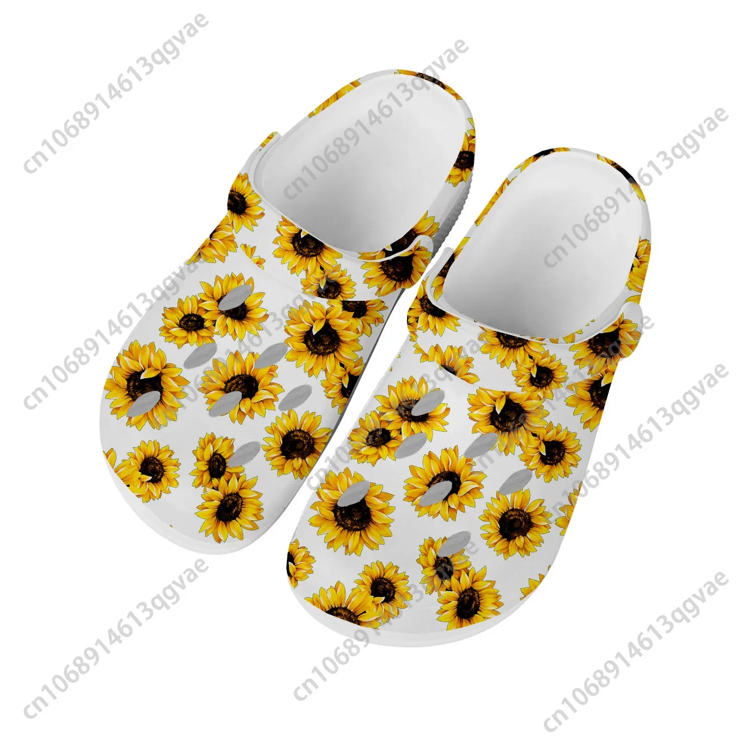 

Sunflower Yellow Flower Home Clogs Custom Water Shoes Mens Womens Teenager Shoe Garden Clog Breathable Beach Hole Slippers White