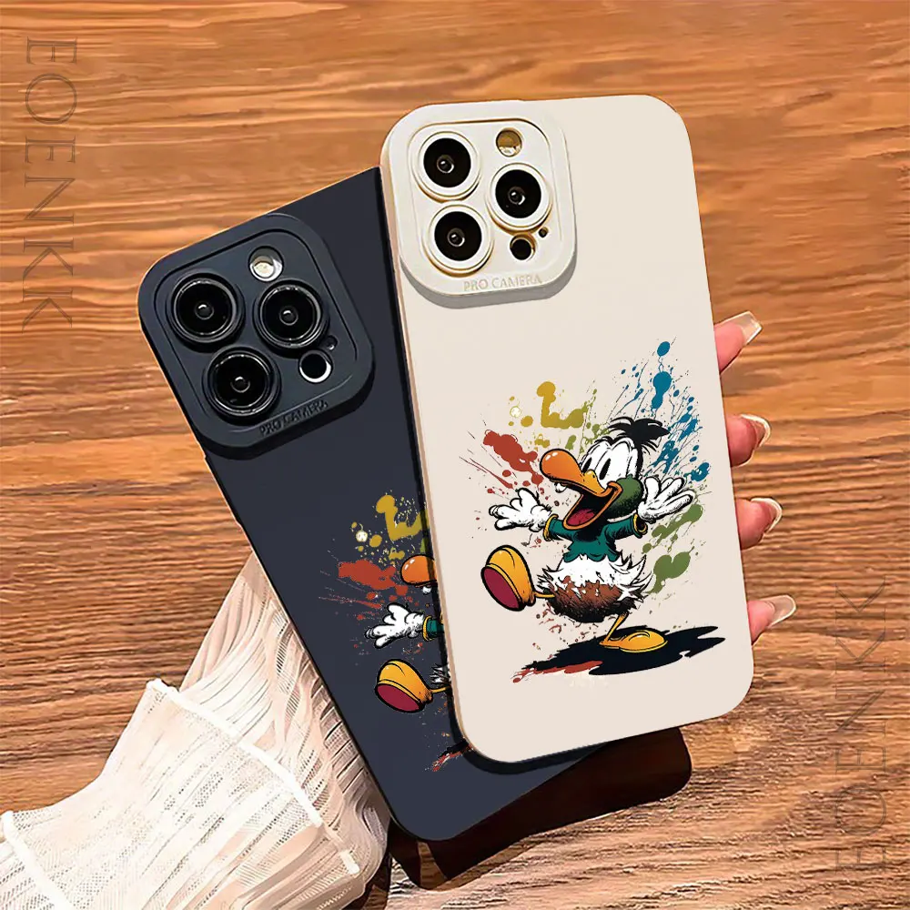 Cartoon Duck In Color Phone Case For IPhone 14 13 11 12 15 Pro Max SE 20 14 15 Plus 12 13 Mini XR XS X Silica gel Good Luck Case