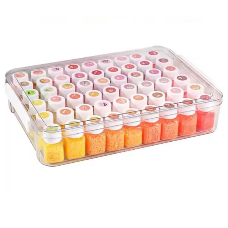 AB46-Transparent Storage Box With 54 Small Square Jars-Ideal For Small Jewelry And DIY Craft Accessories