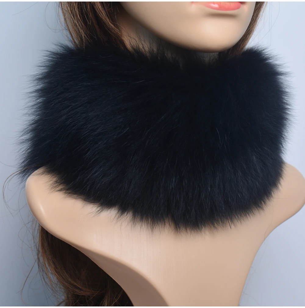 New Luxury Women Outdoor Fox Fur Ring Scarf Winter Good Elastic Knit Real Fox Fur Scarves Neck Warmer Natural Fur Headband Wrap