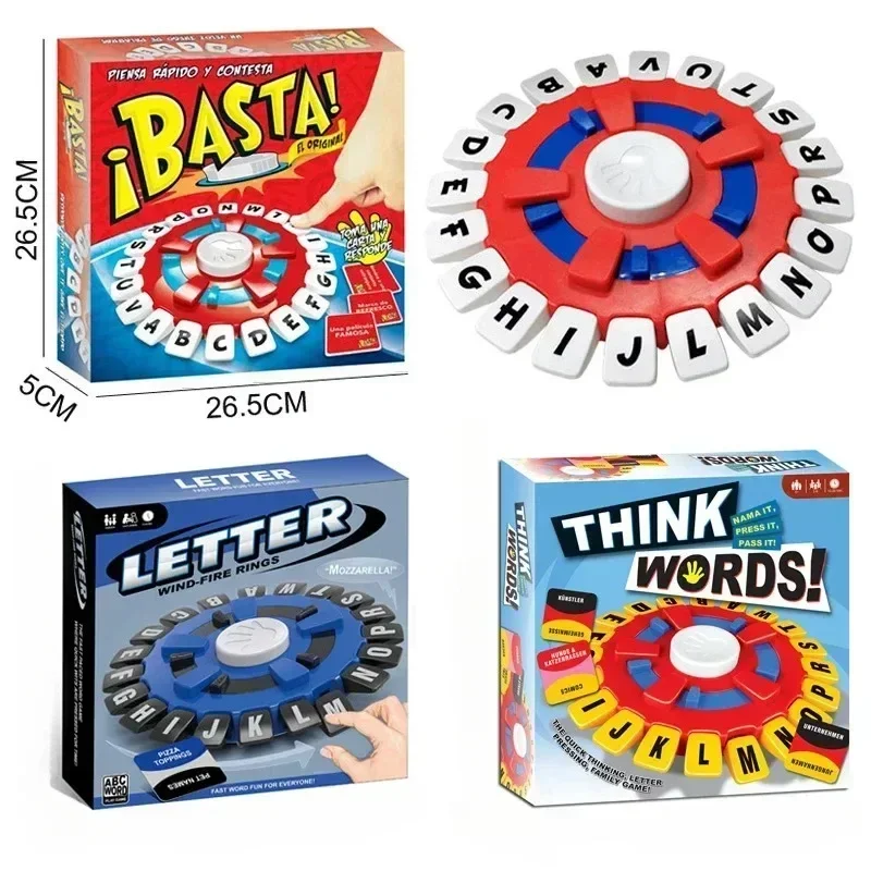 BASTA THINK WORDS Spanish and German Tapple Family Board Game - Educational Party Game for Kids and Adults - Race Against Time