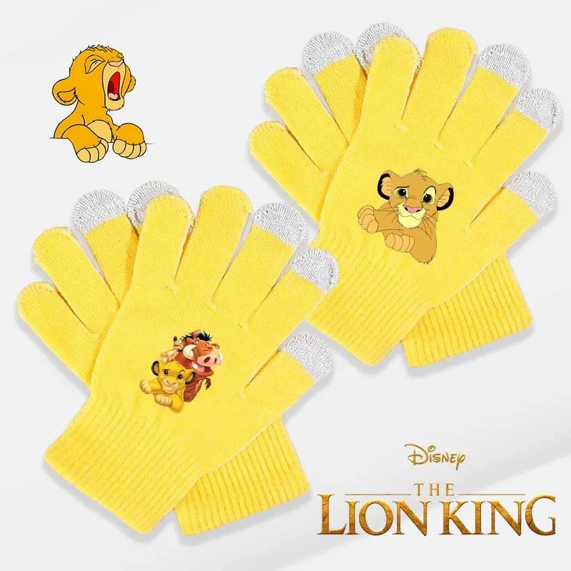 

Mufasa Lion King Child's Finger Gloves Disney Movie Cartoon Outdoor Casual Walk Winter Warm Knitted Glove Kids Kawaii Xmas Gifts