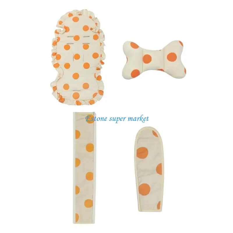 

090B Pack of 4pcs Infant Strollers Cushion Armrest Cover Headrest and Crotch Sleeve for 0 to 3 Year Infants