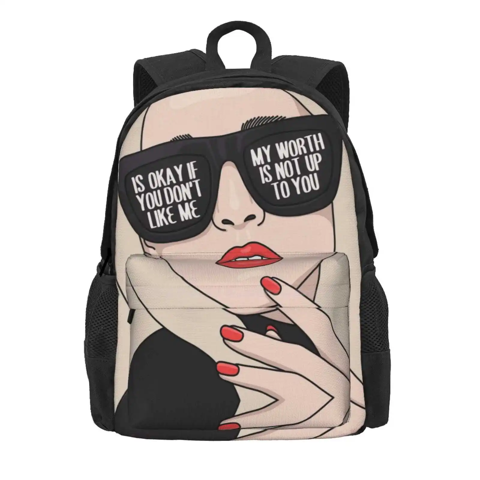 My Worth By Sasa Elebea Hot Sale Schoolbag Backpack Fashion Bags Empowerment Selflove Quotes Women Girls Cute Joy Wip Girl Boss