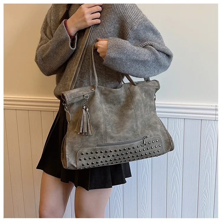 Sac de voyage en toile léger de grande capacité, sac à bandoulière, sac fourre-tout pour les trajets quotidiens, doux, durable, design patchwork uni