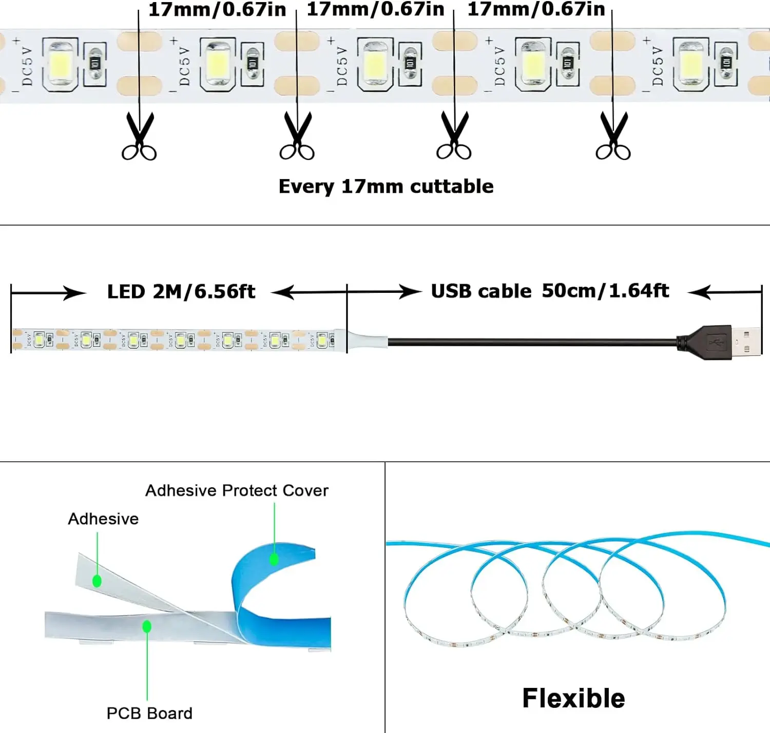 DC 5V USB LED Strips 2835 White Warm White Led Strip Light TV Background Lighting Tape Home Decor Lamp 1M 2M 3M 4M 5M led strip