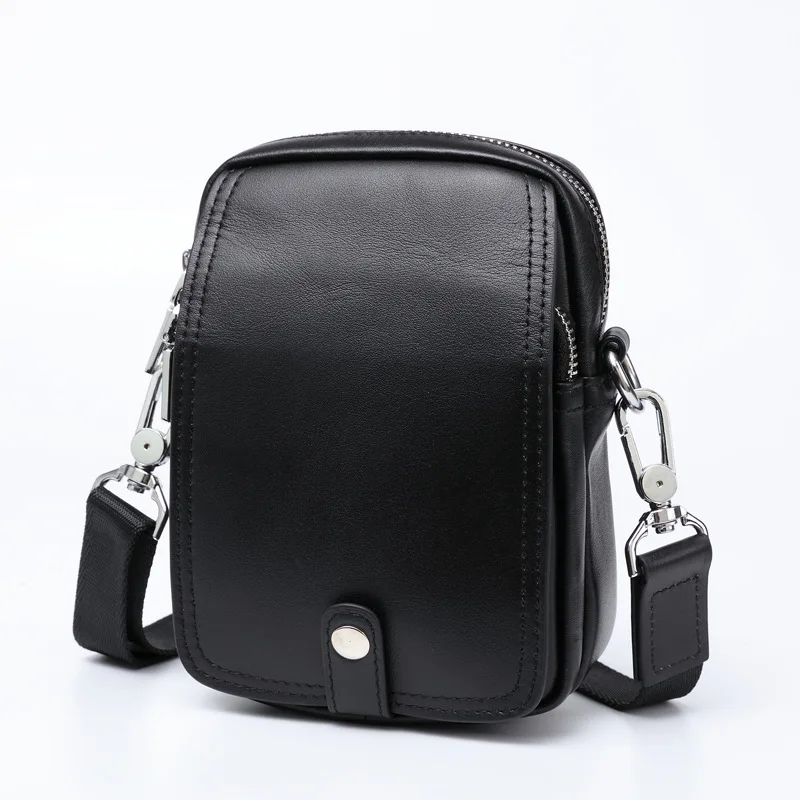 Fashionable Crossbody Bag Shoulder Genuine Leather Mini Crossbody Fashion Casual Phone Cowhide Waist Luxury Men Bag Trendy