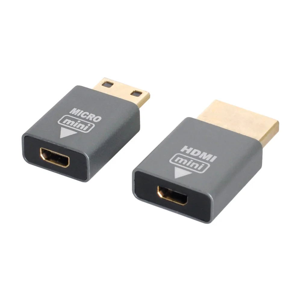 2pcs/set Compatible Micro HDTV Female to Mini Male & HDTV 1.4 Male Adapter 4K@60hz