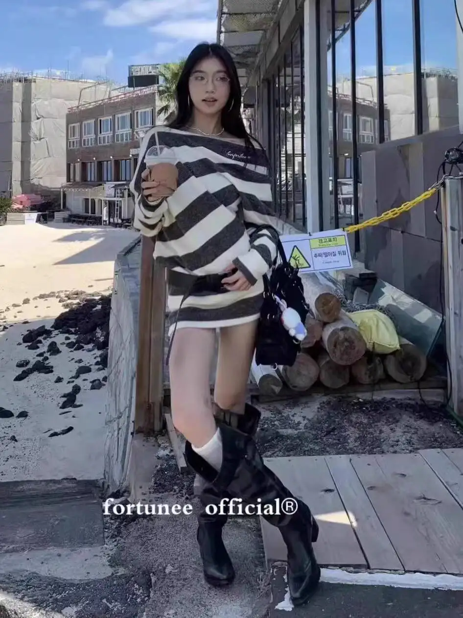 

Women Motorcycle Boots 2025 Autumn New Women's Wide Calf Boots Black Leather Pointed Toe Block Heel Y2K Slouchy Calf Boots