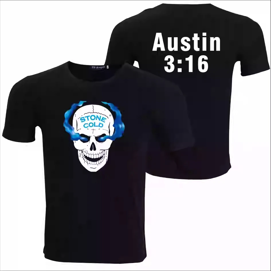 

Stone Cold Round Collar Steve Austin Skull Print Steve AustinT T-shirt High-end Luxury Is for Both Men and Women Top Y2k
