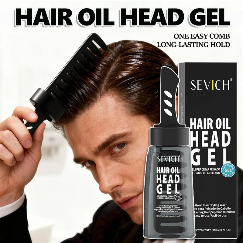

260 мл мужской масляный гель для укладки головы, масло для волос, гель для головы с расческой, увлажняющий нежирный крем для укладки волос, помада для контроля вьющихся волос
