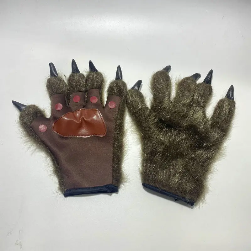 Pluche Weerwolf Klauw Handschoenen Cosplay Beest Dier Wolf Harige Handen Halloween Carnaval Dress Up Party Kostuum Rekwisieten