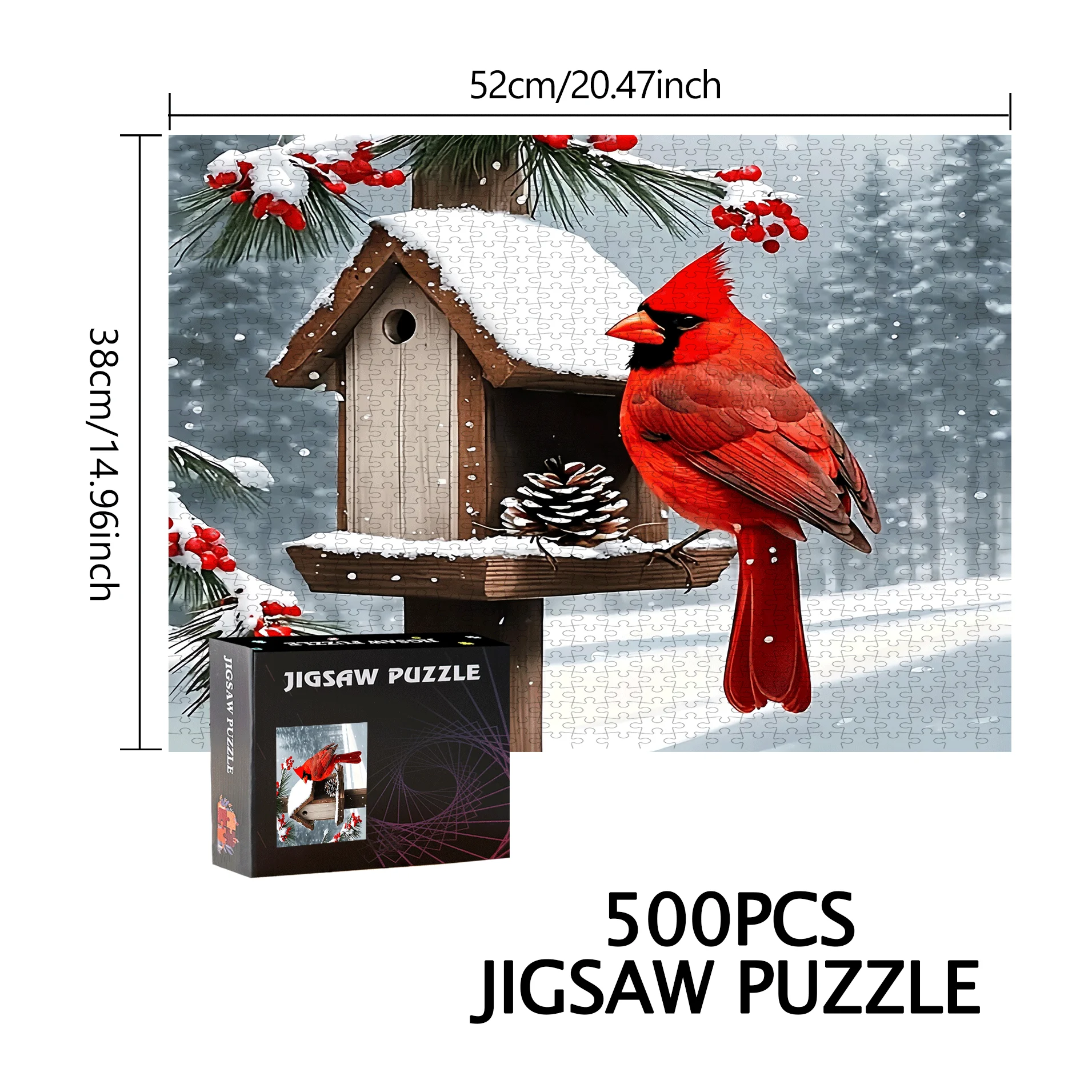 Regalo per l'interazione familiare e la sfida del cervello fai-da-te - Red Sparrow Birdhouse 500 pezzi/1000 pezzi Gioco di puzzle |   Decorazioni per la casa e divertimento Acti