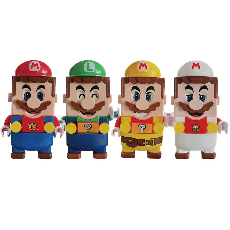 Super Mario Bros Building Blocks Anime Luigi Figure Assemble Action Model Cartoon DIY Bricks Toys for Children Birthday Gift