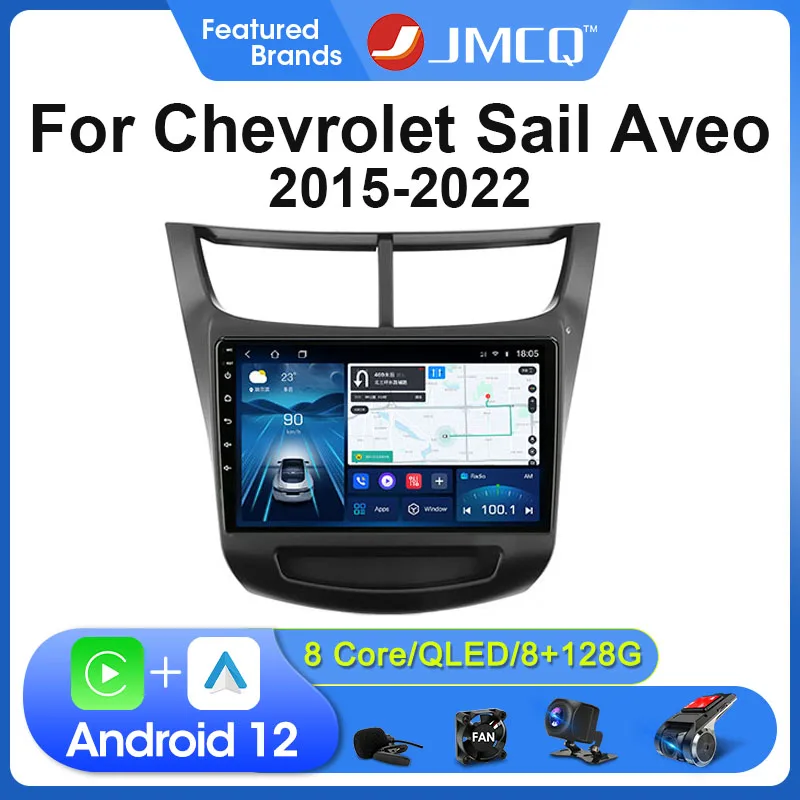 JMCQ 2Din Radio samochodowe Android 12 dla Chevrolet Sail AVEO 2015 2016 - 2022 odtwarzacz multimedialny bezprzewodowy Carplay 4G Bluetooth 9 