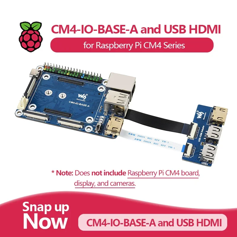 BoMaSWaveshare CM4-IO-BASE-A And USB HDMI Adapter, For Raspberry Pi Compute Module 4