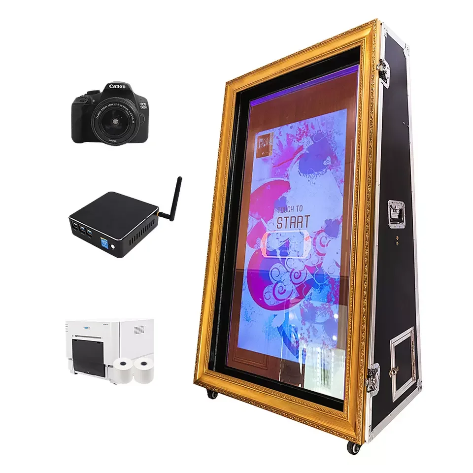 Wholesale Wedding Portable Props Selfie Magic Mirror Photobooth Kiosk Machine Mirror Photo Booth for Events