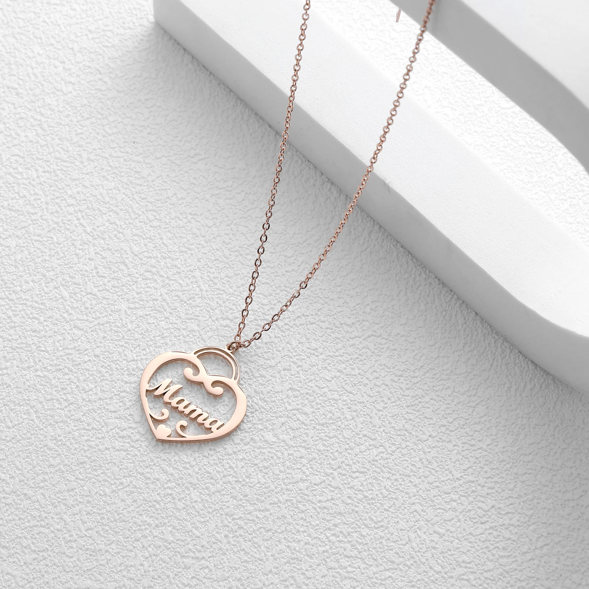 Gepersonaliseerde Naam Roestvrij Staal Ketting Aangepaste Sieraden Cadeau Gouden Kleur Ketting Hart Liefde Hanger Voor Vrouwen