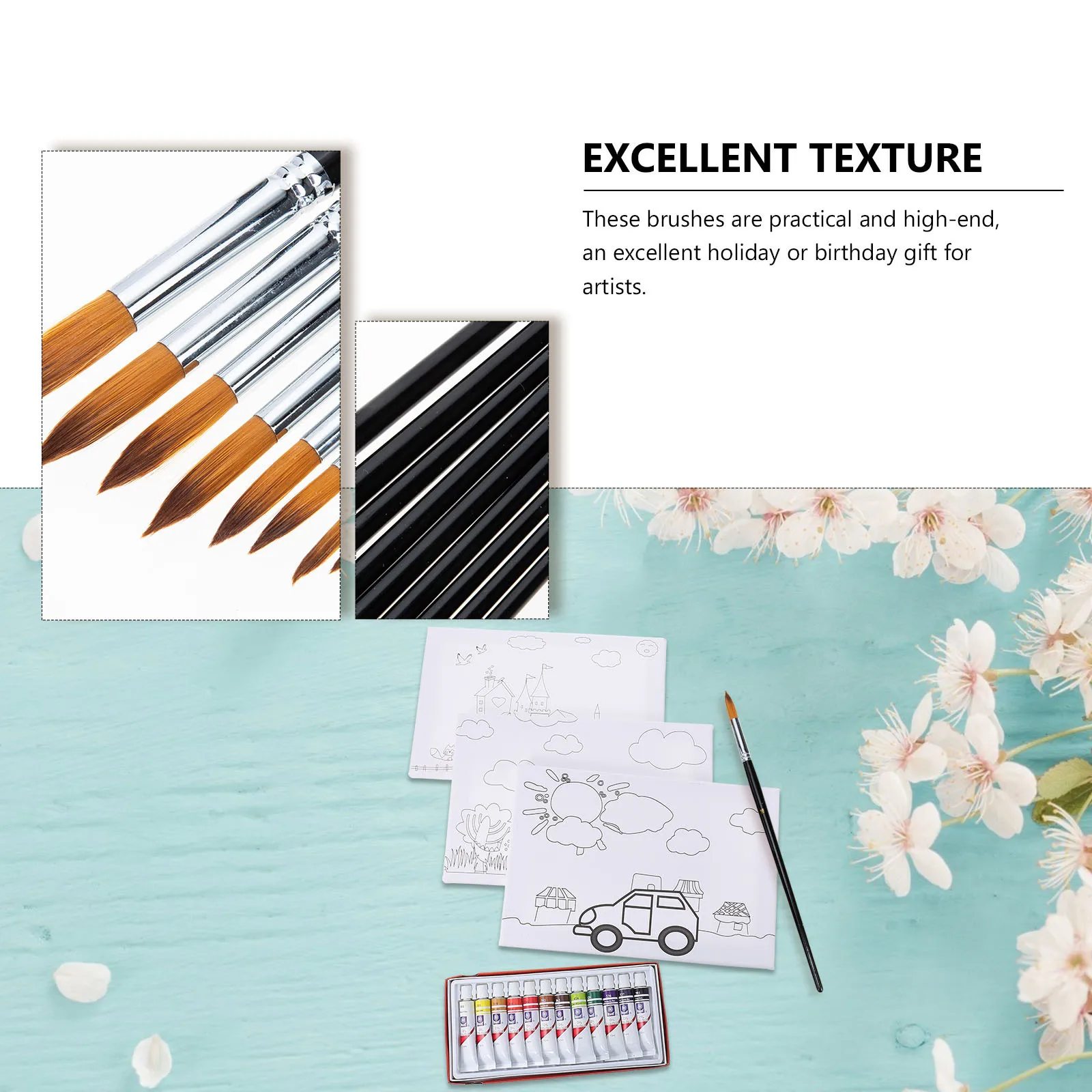 

9pcs Paint Brush Set Watercolor Acrylic Painting Supplies For Artists Students Body Art Drawing Professional Pinceles Para