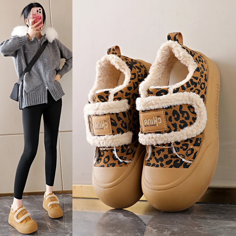 

Зимние хлопковые тапочки, женские противоскользящие домашние и уличные теплые ботильоны на флисовой подкладке с круглым носком, нескользящая обувь