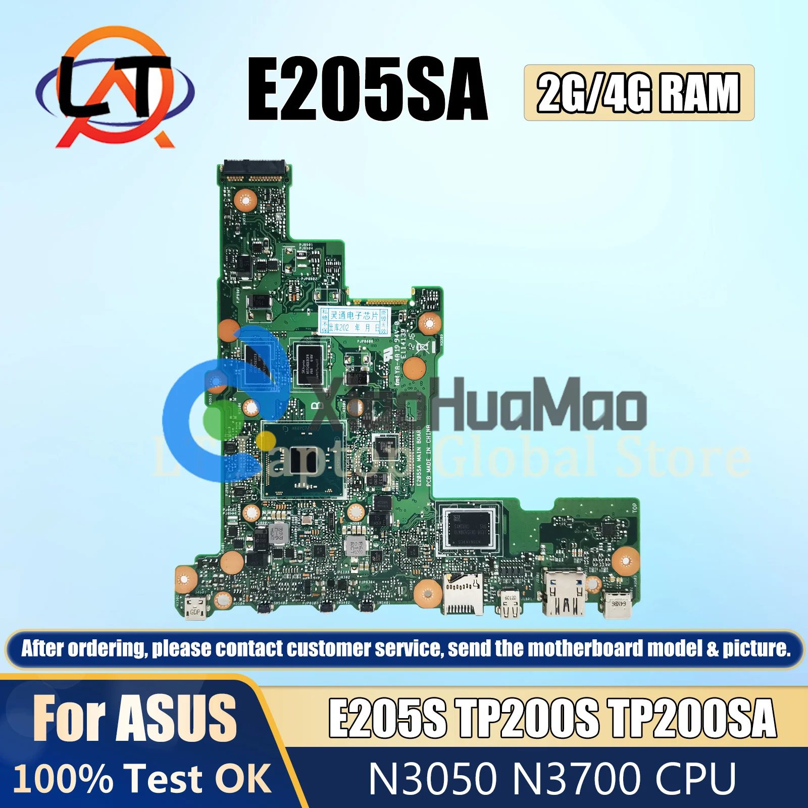 

E205SA Mainboard For ASUS E205S TP200S TP200SA Laptop Motherboard N3050 N3700 CPU 2GB 4GB RAM 0GB 32GB 64GB SSD