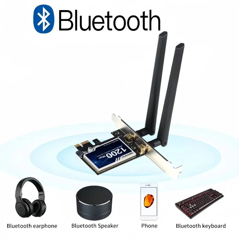 WiFi 5 PCI-E Wireless Adapter AC1200 Network Card Dual Band 2.4G/5GHz 802.11AC For Bluetooth 4.2 Desktop Windows 7/8/10/11