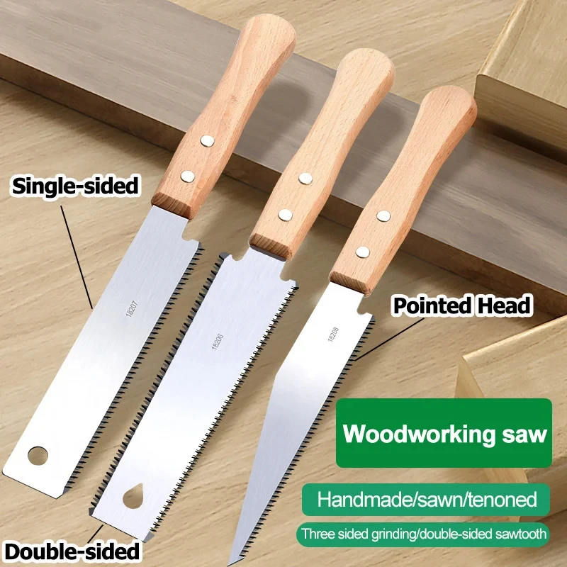 Japanese Style Hand Saw Single/Double Sided Fine Tooth Wood Saw SK5 Steel Flexible Hand Saw Garden Hand Tool for Woodworking image 2