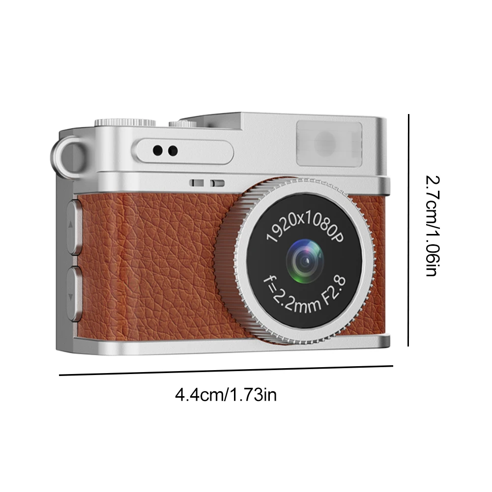 Retro Digital Camera 1080P Pocket Video Recorder with LED Flash Light Tiny Camera for Travel Gift for Kids Students