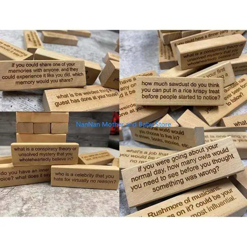 ไม้ซ้อนไม้ทาวเวอร์เบรกเกอร์คำถามบล็อกของเล่นของเล่นผ้าเช็ดตัวแม่แม่ลูกแบบอินเทอร์แอคทีฟเกมเด็ก