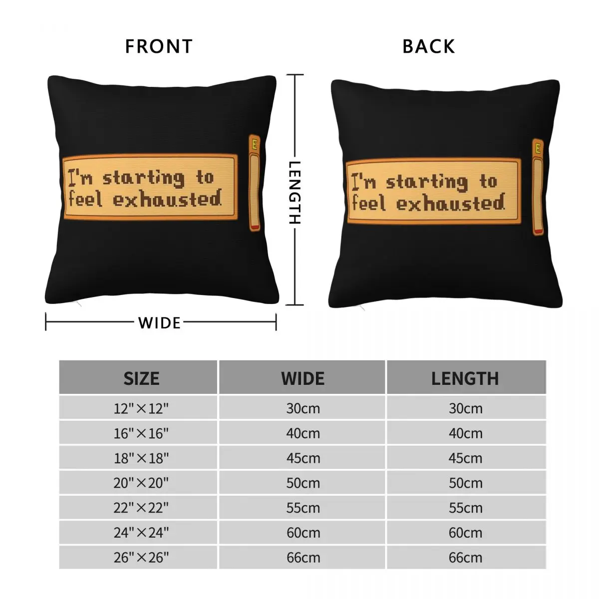 Feel Exhausted Stardew Valley Square Pillowcase Polyester Linen Velvet Printed Zip Decorative Car Cushion Cover