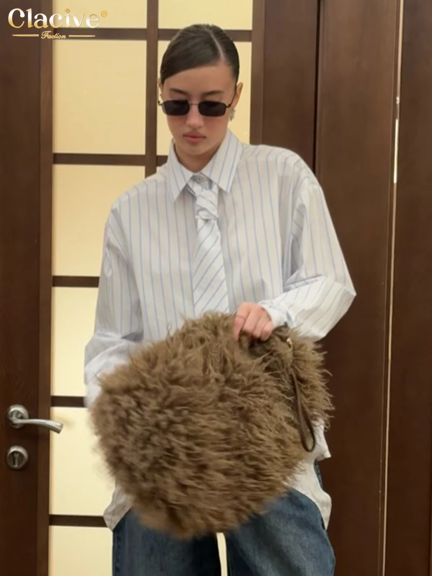 Clacive moda solta impressão blusa feminina 2026 casual lapela camisa de manga longa elegante gravata cinto topo 2 peças roupas femininas