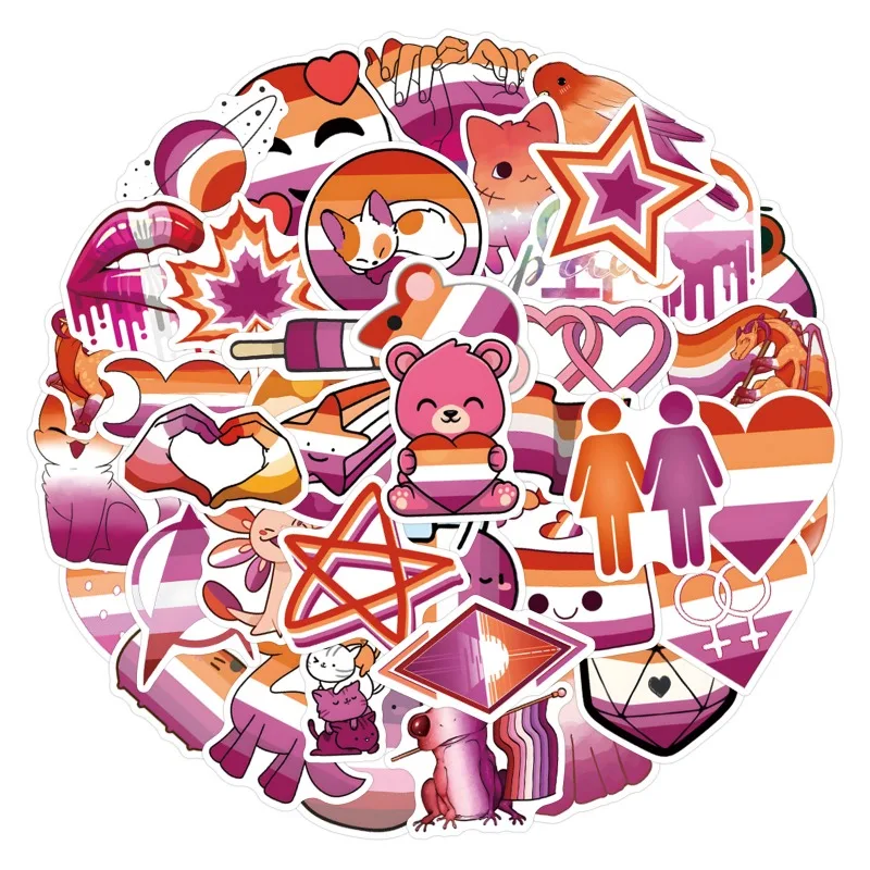 55pcs Lesbian Graffiti Stickers Luggage Water Cup Furniture Backpack Mobile Phone Decorative Stickers Girls Gifts