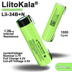 Hot Liitokala new original NCR18650B 3.7V 18650 3400mAh 18650 rechargeable lithium battery + DIY nickel piece