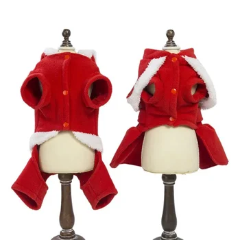 Christmas Pet Dog Winter Warm Dog Dresses For Small Dogs Dog Jumpsuits Dress Couple Chihuahua Yorkshire New Year Jacket Apparels 4