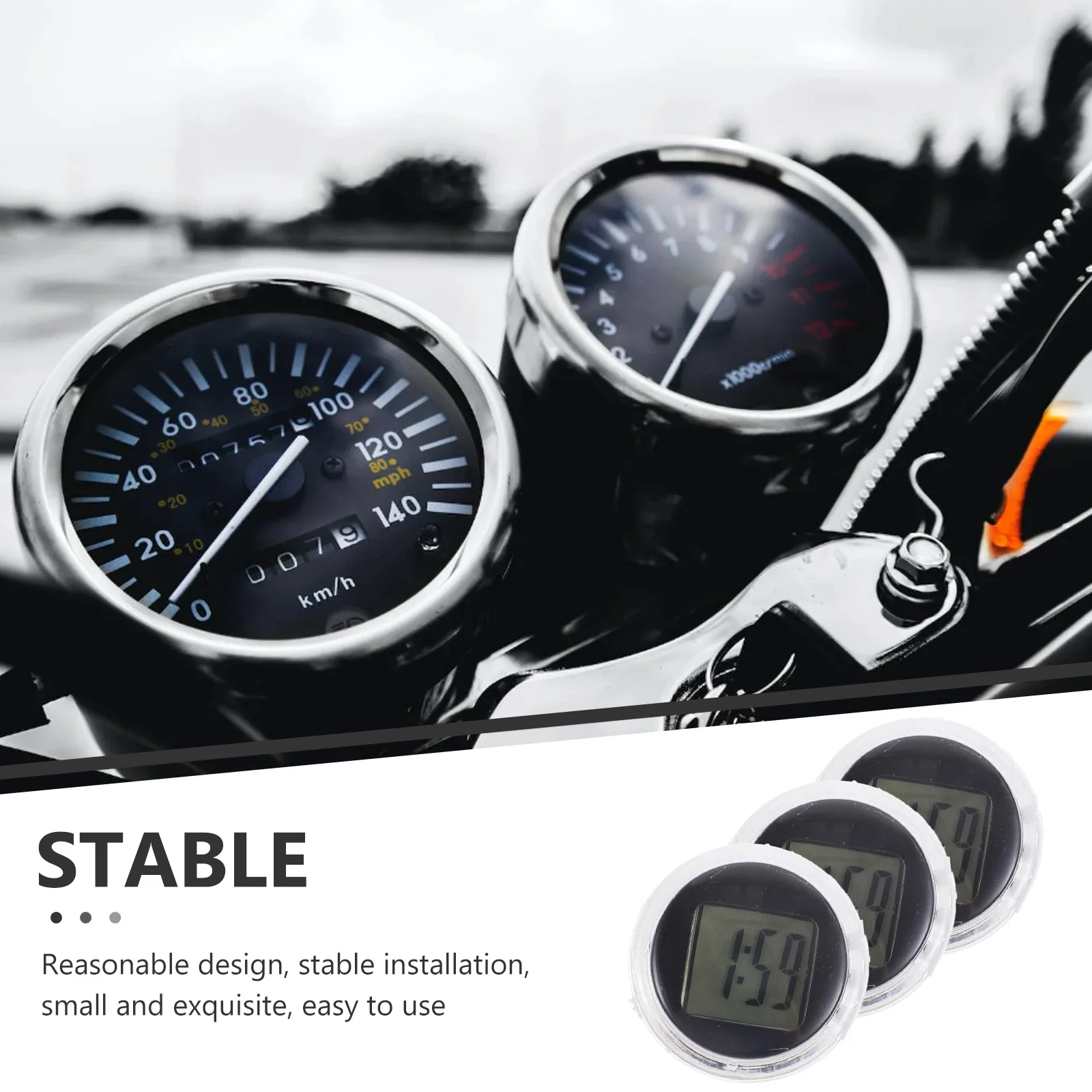 

Motorcycle Clock Digital Mini Motorcycles Handbar Small Clocks Operated Black Car Dash