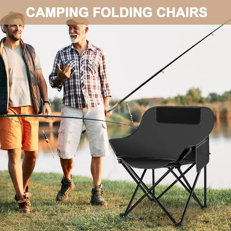 Folding Camping Chairs Steel Frame Foldable Oxford Cloth Camping Chairs Easy Assemble Portable Rocking Chair With Drink Holder