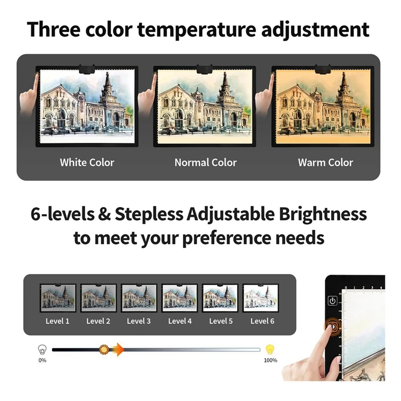 Rechargeable A3 Light Pad For Diamond Painting,Tracing Light Box With Stand And Clip,3 Colors Stepless Dimmable