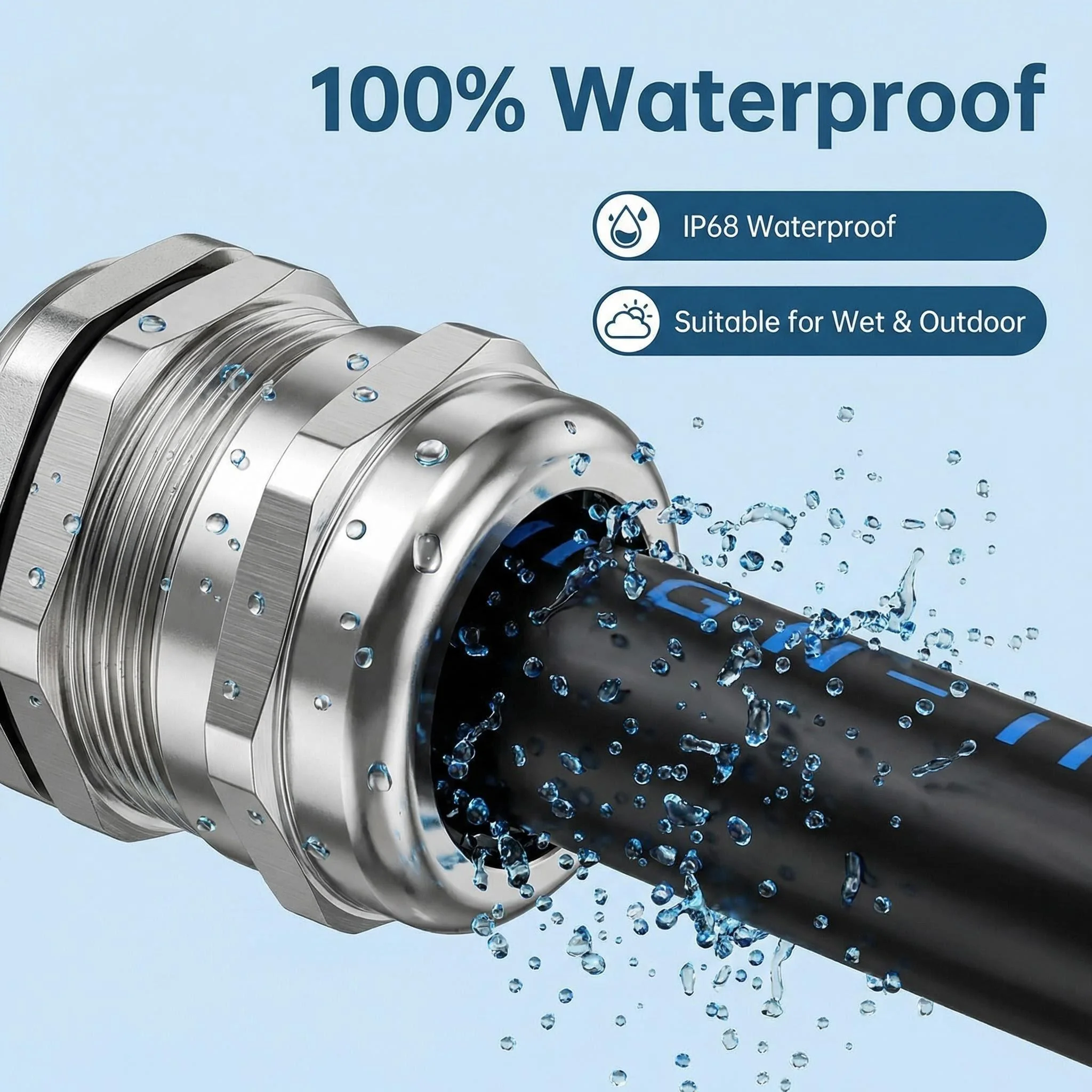 IP68 Waterproof Metric Cable Gland 304 Stainless Steel Sealing for Most Standard Cables.