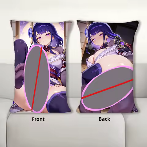Dakimakura Genshin Impact Anime Raiden Shogun Futa Sofa Cushion Body Pillow Cover Double Side Print Bedding Throw Pillow Case