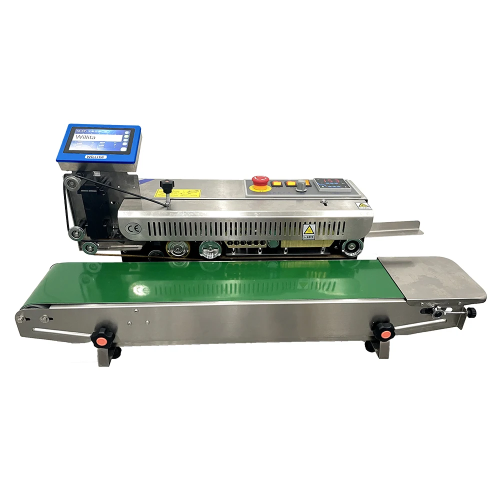 Automatic Continuous Band Sealer Sealing Machine Vacuum Function Gas Flushing with Inkjet Printer