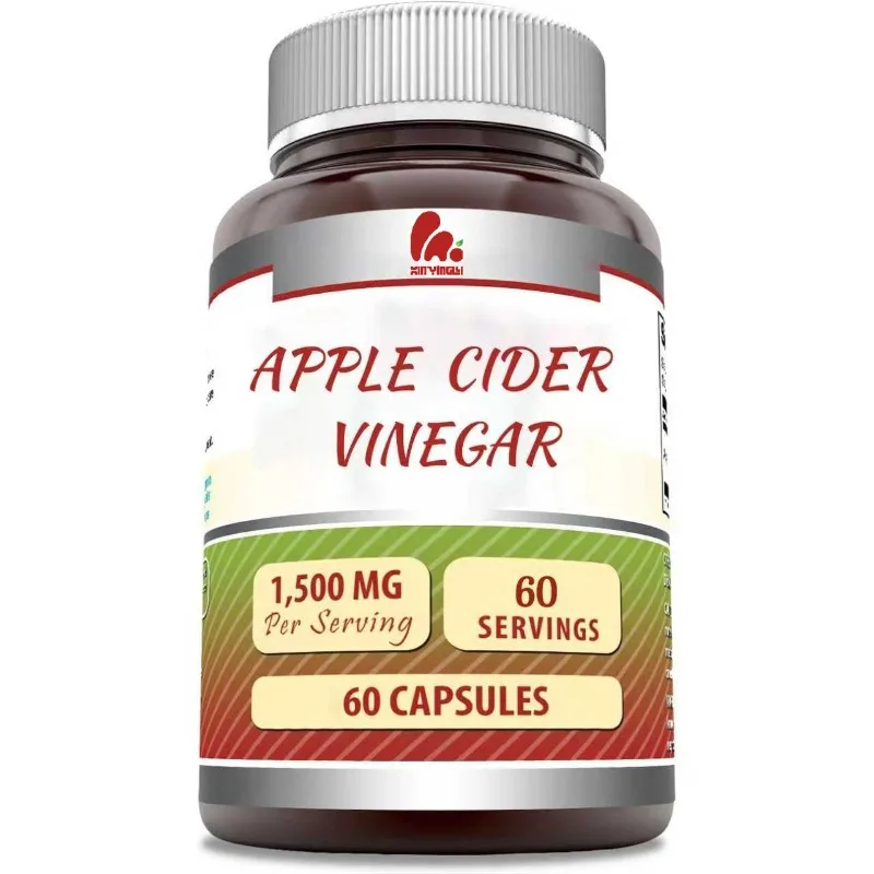 Apple cider vinegar, 1500mg per serving, supplement -60 capsules