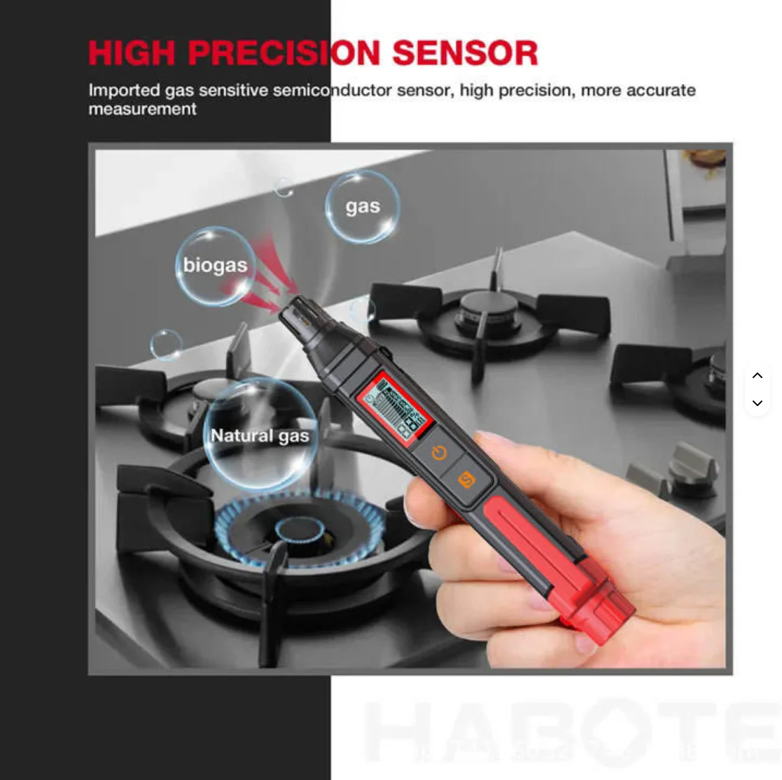 HABOTEST HT56C Combustible Gas Detector 100-5000PPM High Accuracy for Petroleum Gas Methane Liquefied Gas Leak Rechargeable