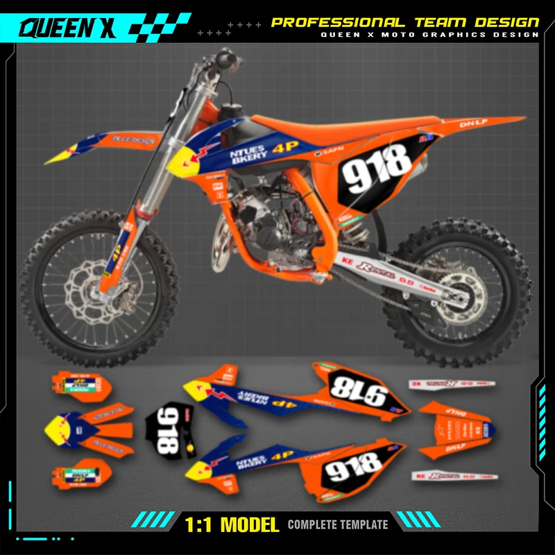 

Queen X MOTOR для KTM SX85 SX 85 2018 2019 2020 2021 2022 2023 2024 мотоциклетные графические наклейки, комплект наклеек с номером, именем на заказ